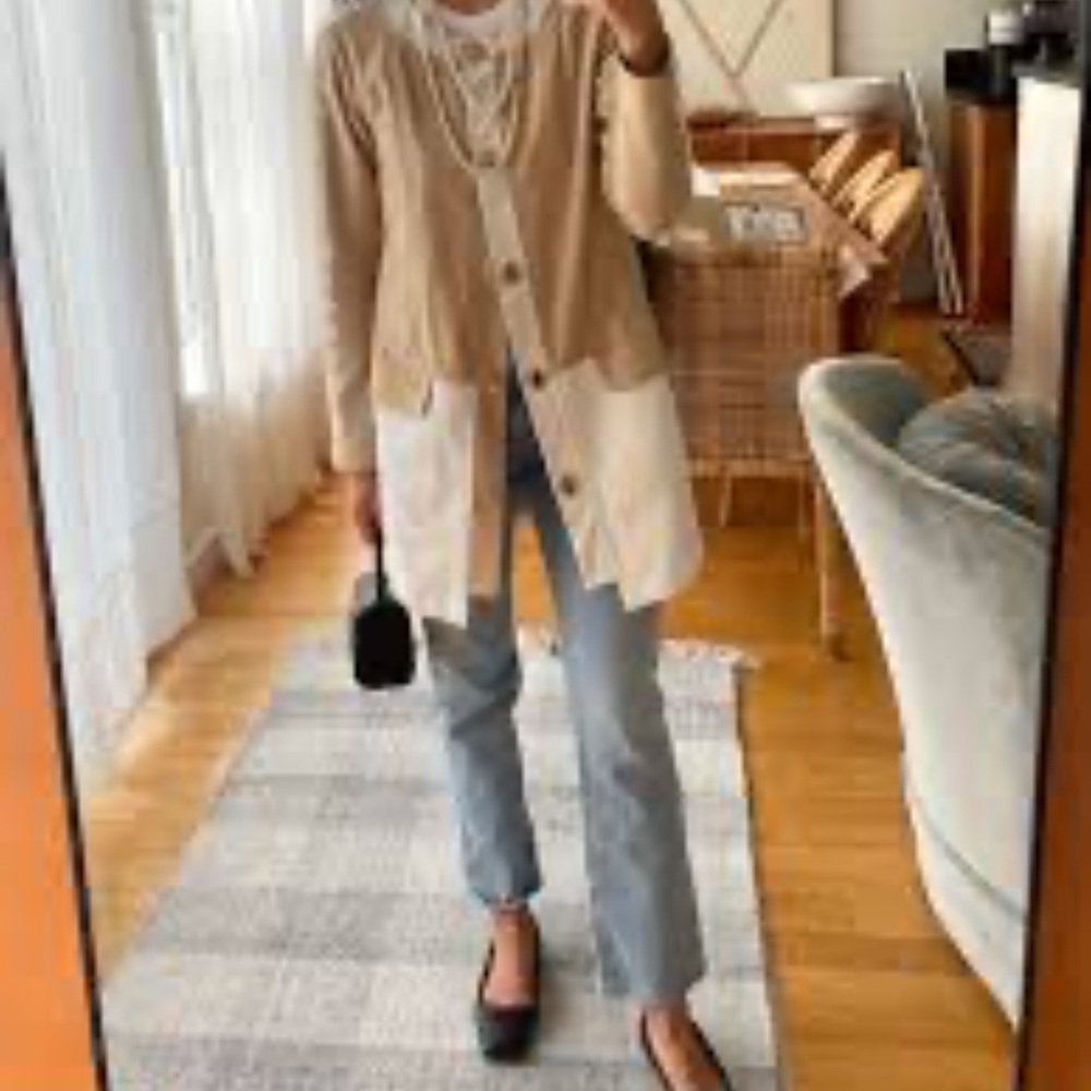 ANTHROPOLOGIE Leifsdottir Beige Cotton White Leather Gold Button Trench Coat